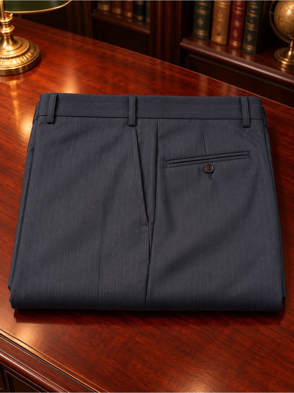Kiton 100% Cashmere Near Navy Luxury Pinstripe Dress Trousers